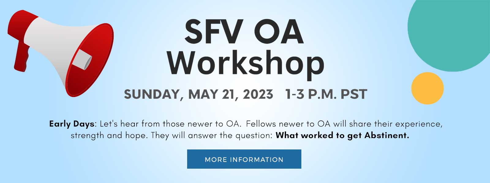 SFV OA Workshop Sunday, May 21, 2023 at 1-3pm