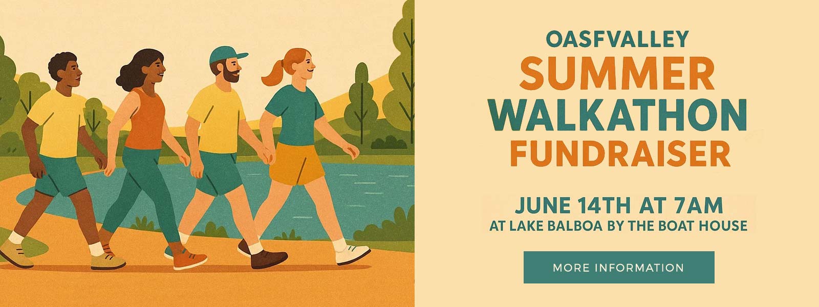 Summer Walkathon Fundraiser. June 14 @ 7:00 am at Lake Balboa Boat House